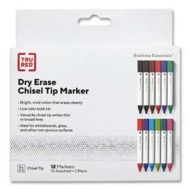 Dry Erase Marker, Tank-Style, Medium Chisel Tip, Assorted Colors, 12/Pack