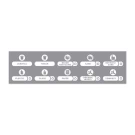 Recycle Label Kit for Slim Jim Recycling Station Billboard, 10 Assorted Messages, 5.59 x 9.55, White/Clear