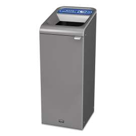 Configure Indoor Recycling Waste Receptacle, Mixed Recycling, 15 gal, Metal, Gray