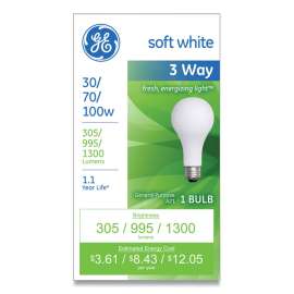 Incandescent SW 3-Way A21 Light Bulb, 30/70/100 W, Soft White