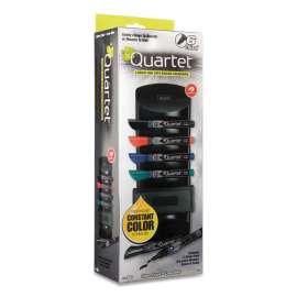 EnduraGlide Dry Erase Marker Kit with Caddy and Eraser, Broad Chisel Tip, Assorted Colors, 6/Pack