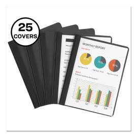 Durable Clear Front Report Cover, Prong Fastener, 0.13" Capacity, 8.5 x 11, Clear/Black, 25/Box
