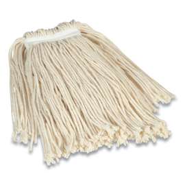 Cut-End Wet Mop Head, Cotton, #24, 1" Headband, White