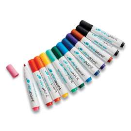 Dry Erase Marker, Bullet Tip, Assorted Colors, 12/Pack