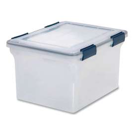 WEATHERTIGHT File Box, Letter/Legal Files, 15.5 x 17.9 x 10.8, Clear/Blue Accents