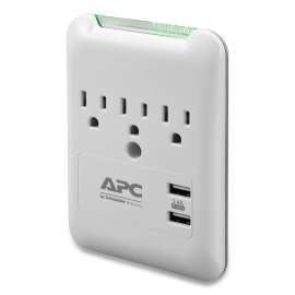 SurgeArrest Wall-Mount Surge Protector, 3 AC Outlets/2 USB Ports, 540 J, White