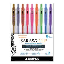 Sarasa Clip Gel Pen, Retractable, Bold 1 mm, Assorted Ink and Barrel Colors, 9/Pack