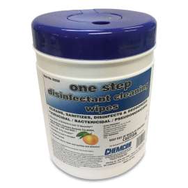 One Step Disinfectant Cleaning Wipes, 8 x 6, Orange Scent, White, 130/Canister, 12 Canisters/Carton