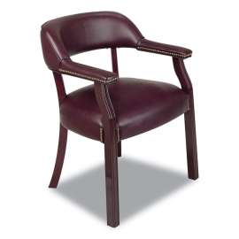Work Smart Traditional Vinyl Guest Chair, 25.5" x 24" x 30.75", Jamestown Oxblood Seat, Jamestown Oxblood Back, Mahogany Base