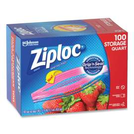 Seal Top Bags, 1 qt, 7.44" x 7", Clear, 100/Box