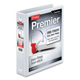 Premier Easy Open ClearVue Locking Round Ring Binder, 3 Rings, 1.5" Capacity, 11 x 8.5, White