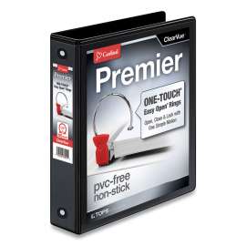 Premier Easy Open ClearVue Locking Round Ring Binder, 3 Rings, 1.5" Capacity, 11 x 8.5, Black