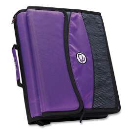 Sidekick Zipper Binder with Removable Expanding File, 3 Rings, 2" Capacity, 11 x 8.5, Purple/Black Accents