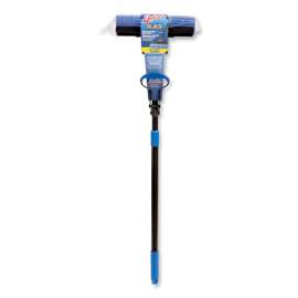 Bulldozer PVA Roller Mop, 12 x 2 Blue Polyvinyl Alcohol (PVA) Head, 38" to 48" Black/Blue Metal Handle