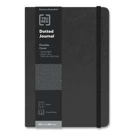Flexible-Cover Business Journal, Elastic Closure, 1 Subject, Dotted Rule, Black Cover, 8 x 5.5, 128 Sheets
