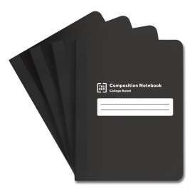 Composition Notebook, Medium/College Rule, Black Marble Cover, 9.75 x 7.5, 80 Sheets, 4/Pack
