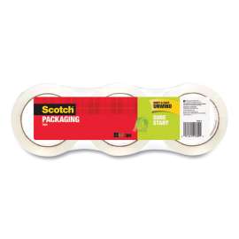 Sure Start Packaging Tape, 3" Core, 1.88" x 54.6 yds, Clear, 3/Pack