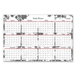 Analeis Laminated Erasable Wall Calendar, Floral Artwork, 36 x 24, White/Black/Coral Sheets, 12-Month (Jan to Dec): 2023