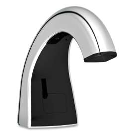 One Shot Soap Dispenser - Touch Free, Liquid, 1.9 x 5.5 x 4, Brushed Chrome/Black, 4/Carton