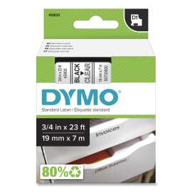 D1 High-Performance Polyester Removable Label Tape, 0.75" x 23 ft, Black on Clear