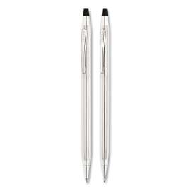 Classic Century Ballpoint Pen & Pencil Set, Chrome/Black Accent