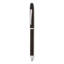 Tech3+ Retractable Ballpoint Pen/Stylus, 1mm, Black/Red Ink, Black/Chrome Barrel