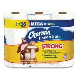 Essentials Strong Bathroom Tissue, Septic Safe, 1-Ply, White, 451/Roll, 9 Rolls/Pack, 4 Packs/Carton