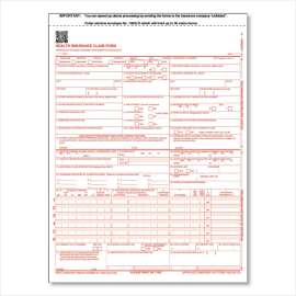 CMS-1500 Health Insurance Claim Form, One-Part (No Copies), 8.5 x 11, 500 Forms Total