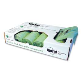 Biotuf Compostable Can Liners, 60 to 64 gal, 1 mil, 47" x 60", Green, 100/Carton