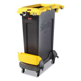 Slim Jim Single-Stream Cleaning Cart Kit, Plastic, 1 Bin, 14.10" x 34.3" x 35.8", Black/Yellow