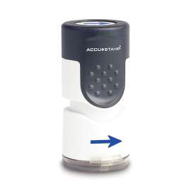 Pre-Inked Round Stamp, Arrow, 5/8" dia, Blue
