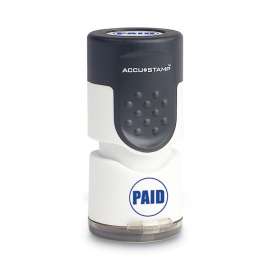 Pre-Inked Round Stamp, PAID, 5/8" dia, Blue