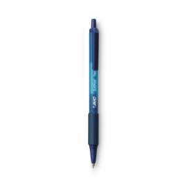 Soft Feel Ballpoint Pen, Retractable, Fine 0.8 mm, Blue Ink, Blue Barrel, Dozen