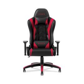 Vartan Bonded Leather Gaming Chair, Supports Up to 275 lbs, 18.3" to 22.1" Seat Height, Red/Black Seat and Back, Black Base