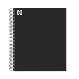 Premium Five-Subject Notebook, Medium/College Rule, Black Cover, 11 x 8.5, 200 Sheets