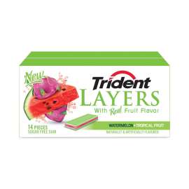 Layers Gum, Watermelon & Tropical Fruit, 14/Pack, 12 Packs/Box, Delivered in 1-4 Business Days