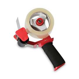 Heavy-Duty Box Sealing Tape with Pistol Grip Dispenser, 3" Core, 1.88" x 60 yds, Clear, 1 Dispenser and 2 Tape Rolls/Pack