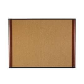 Cork Bulletin Board, 72 x 48, Aluminum Frame w/Mahogany Wood Grained Finish