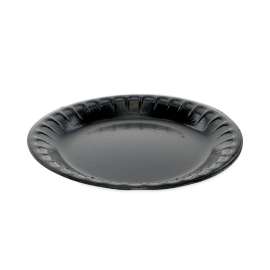 Placesetter Deluxe Laminated Foam Dinnerware, Plate, 6" dia, Black, 125/Pack, 8 Packs/Carton