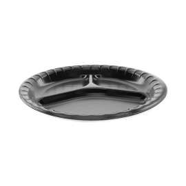 Placesetter Deluxe Laminated Foam Dinnerware, Plate, 10.25" dia, Black, 540/Carton