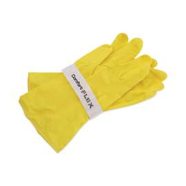Flock-Lined Latex Cleaning Gloves, Large, Yellow, 12 Pairs