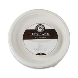 Tree-Free Farm to Paper Agricultural Waste Plate, 6" Diameter, White, 25/Box, 20 Boxes/Carton