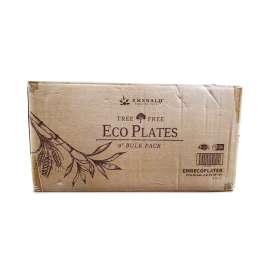 Tree-Free Farm to Paper Agricultural Waste Plate, 9" Diameter, White, 100/Sleeve, 4 Sleeves/Carton