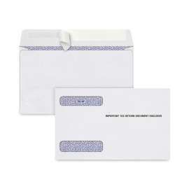 W-2 Four-Down Self-Seal Security Tinted Double Window Envelope, Square Flap, Self-Adhesive Closure, 5.63 x 9, White, 200/Pack