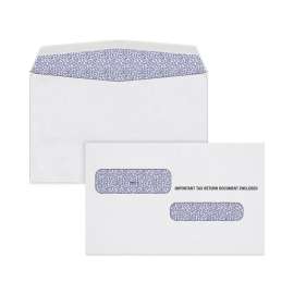 Gummed Double Window Tax Form Envelope, Commercial Flap, Gummed Closure, 5.75 x 9, White, 100/Pack