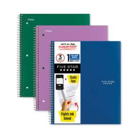 Wirebound Notebook, 1 Subject, Medium/College Rule, Randomly Assorted Covers, 11 x 8.5, 100 Sheets, 3/Pack