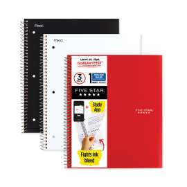 Wirebound Notebook, 1 Subject, Medium/College Rule, Randomly Assorted Covers, 11 x 8.5, 100 Sheets, 3/Pack