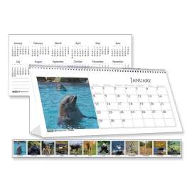 Earthscapes Recycled Desk Tent Monthly Calendar, Wildlife Photography, 8.5 x 4.5, White Sheets, 12-Month (Jan to Dec): 2023