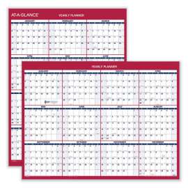 Reversible Vertical/Horizontal Dry-Erase Yearly Wall Calendar, Compact, 12 x 16, White/Red/Blue, 12-Month (Jan to Dec): 2023
