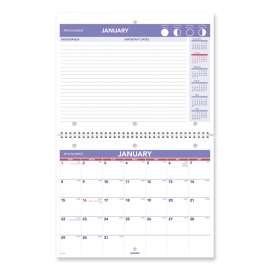 Monthly Twin-Wire Flip-Back Desk/Wall Calendar, 11 x 8.5, White/Violet/Red Sheets, 12-Month (Jan to Dec): 2023